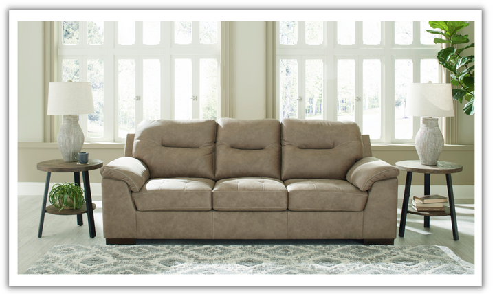Maderla 3-Seater Leather Sofa With Pillow Top Arms