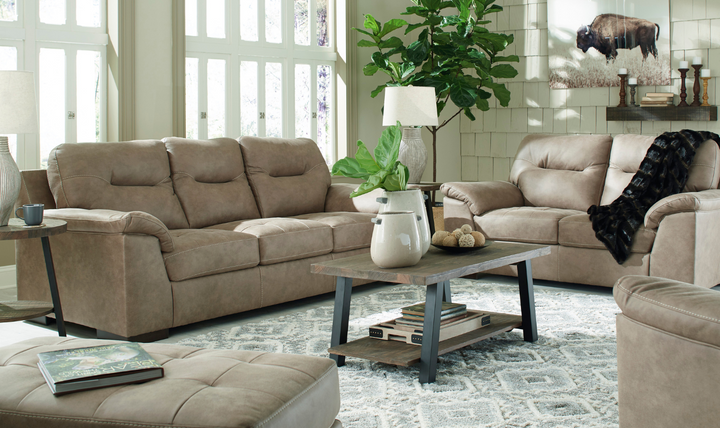 Maderla 3-Seater Leather Sofa With Pillow Top Arms
