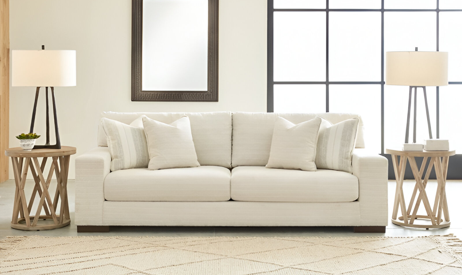 Modern Heritage Maggie Polyester Fabric Sofa with Reversible Cushions