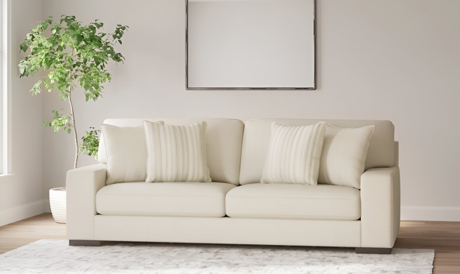 Modern Heritage Maggie Polyester Fabric Sofa with Reversible Cushions