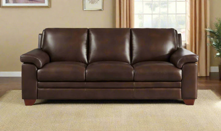 Magnum 3-Seater Leather Sofa With Wooden Legs-Jennifer Furniture