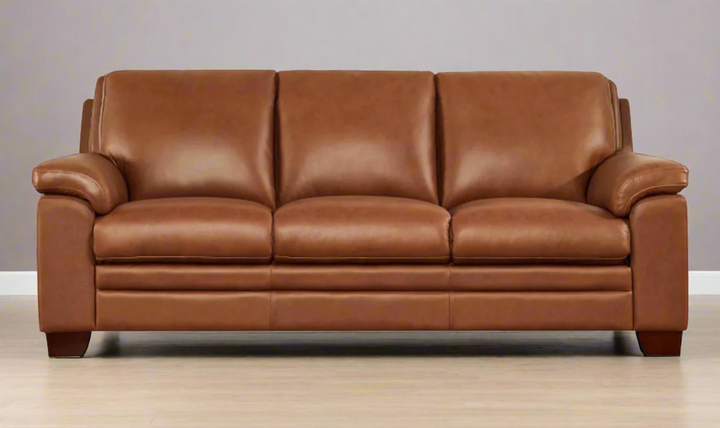 Magnum 3-Seater Leather Sofa With Wooden Legs-Jennifer Furniture