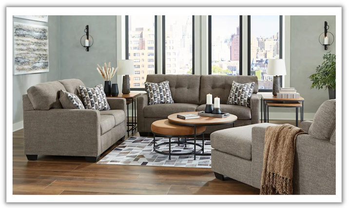 Modern Heritage Mahoney Fabric Upholstered Living Room Set with Track Arm