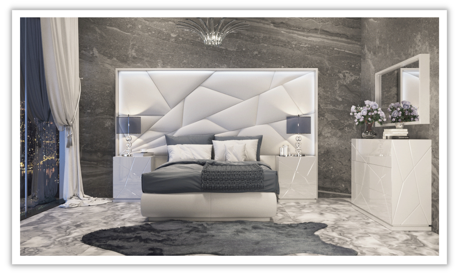 ESF Italia Majesty Bed With Textured Back (King / Queen)