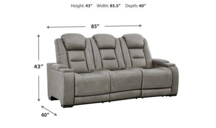 Modern Heritage Man-Den 3-Seater Power-Reclining Sofa with Adjustable Headrest