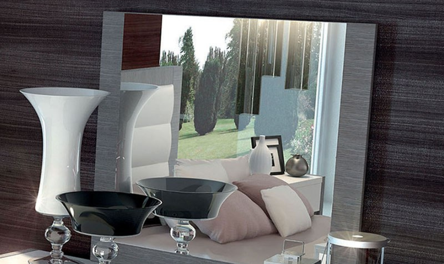 ESF Italia Mangano 5-piece Bedroom Set in High Gloss White Finish