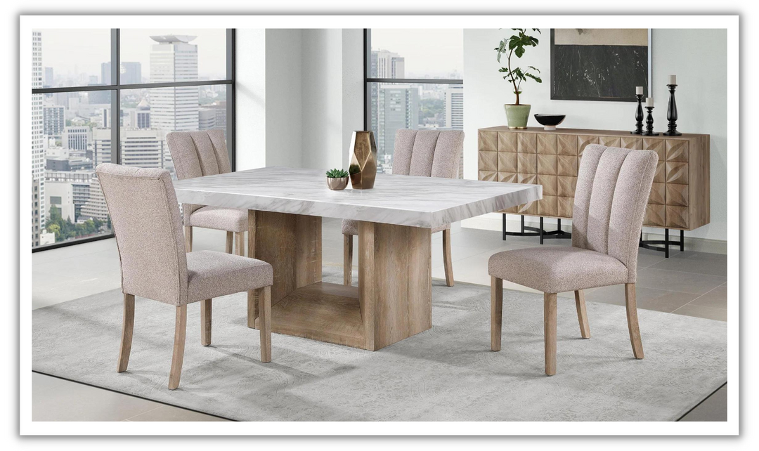 Manhattan Beige Dining Table Set With Natural Finish