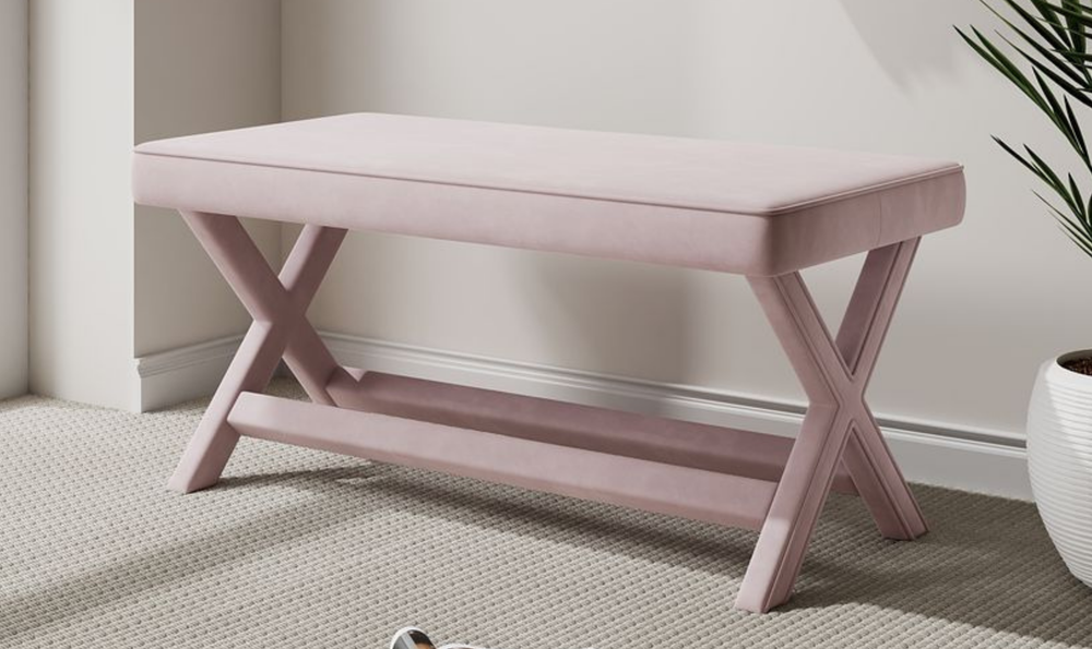 Manhattan Comfort Abigail Mid-Century Modern Velvet Upholstered Bench-Jennifer Furniture
