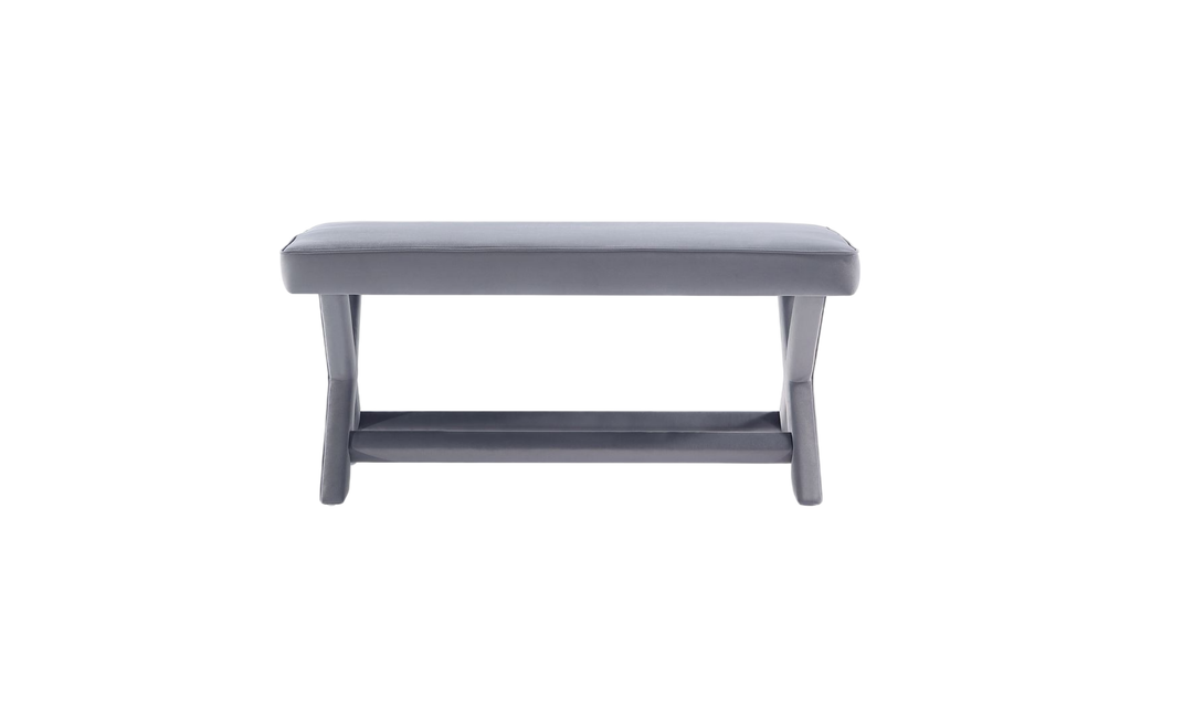 Manhattan Comfort Abigail Mid-Century Modern Velvet Upholstered Bench-Jennifer Furniture