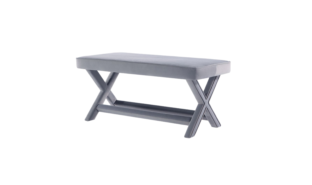 Manhattan Comfort Abigail Mid-Century Modern Velvet Upholstered Bench-Jennifer Furniture