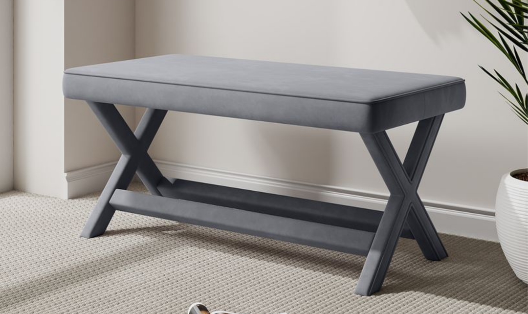 Manhattan Comfort Abigail Mid-Century Modern Velvet Upholstered Bench-Jennifer Furniture
