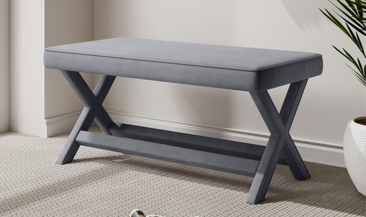 Manhattan Comfort Abigail Mid-Century Modern Velvet Upholstered Bench-Jennifer Furniture