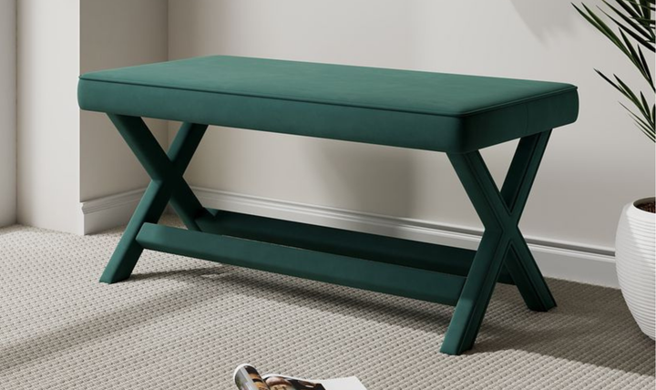 Manhattan Comfort Abigail Mid-Century Modern Velvet Upholstered Bench-Jennifer Furniture