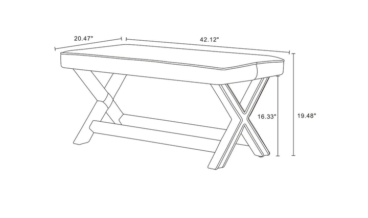 Manhattan Comfort Abigail Mid-Century Modern Velvet Upholstered Bench-Jennifer Furniture