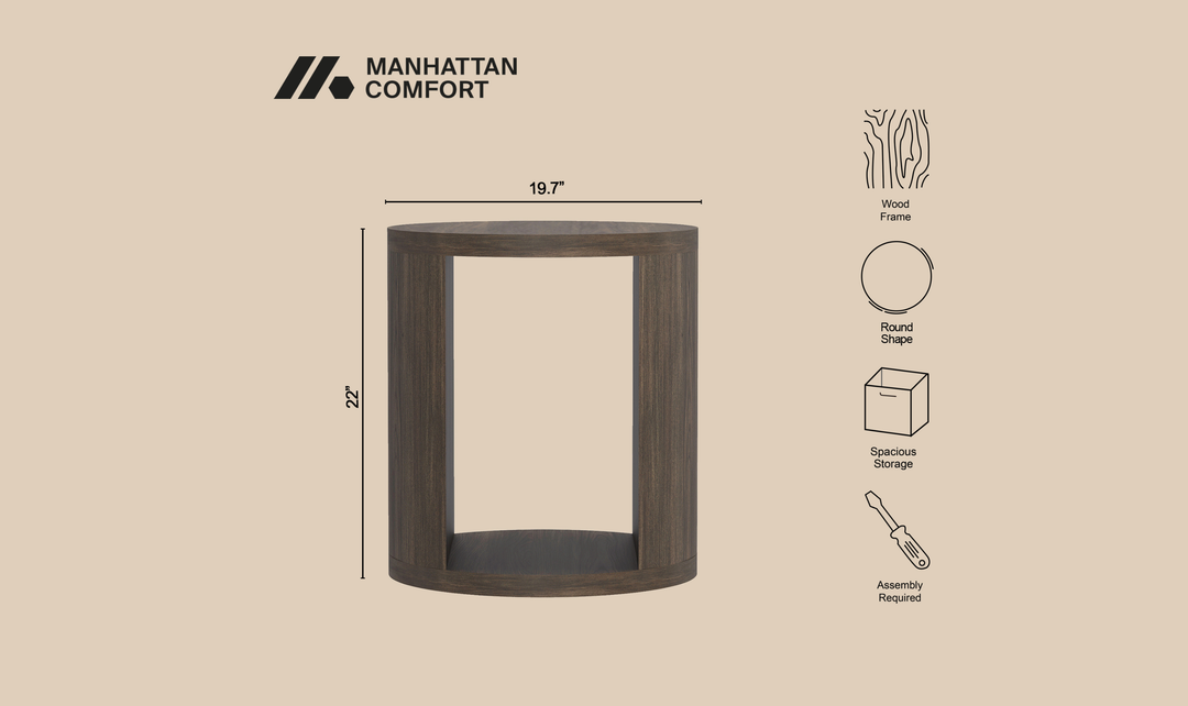 Manhattan Comfort Alure Wooden End Table