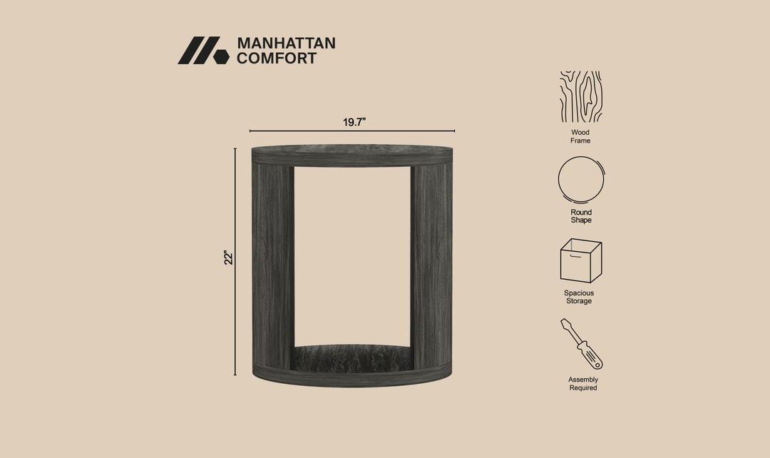 Manhattan Comfort Alure Wooden End Table
