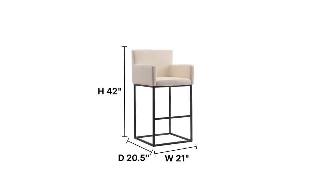 Manhattan Comfort Ambassador Metal Upholstered Barstool-Jennifer Furniture