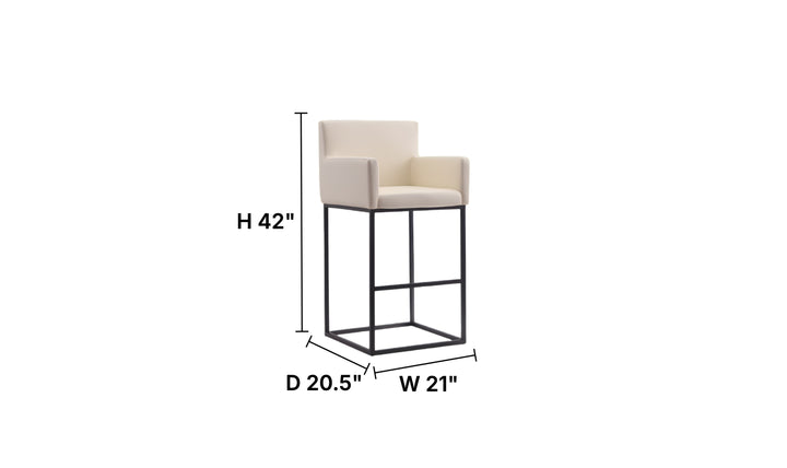 Manhattan Comfort Ambassador Metal Upholstered Barstool-Jennifer Furniture