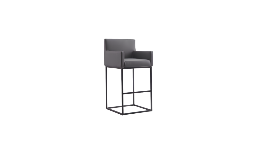 Manhattan Comfort Ambassador Metal Upholstered Barstool-Jennifer Furniture