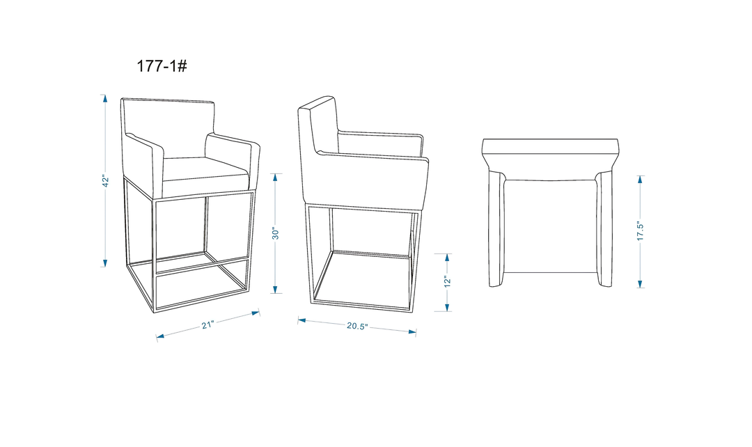 Manhattan Comfort Ambassador Metal Upholstered Barstool-Jennifer Furniture