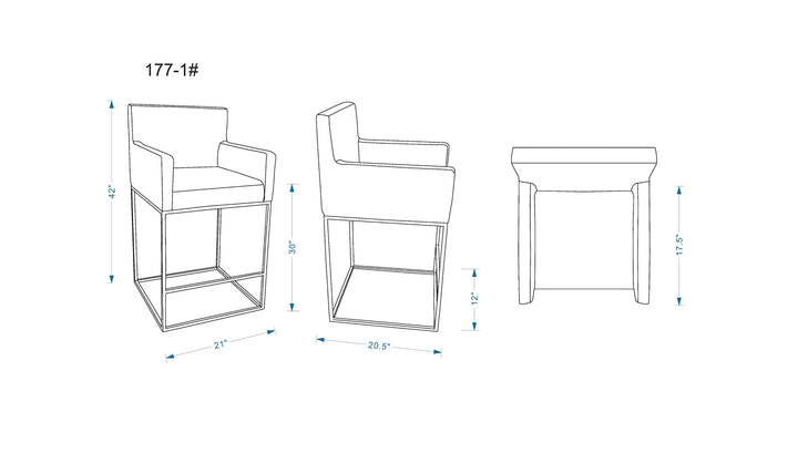 Manhattan Comfort Ambassador Metal Upholstered Barstool-Jennifer Furniture