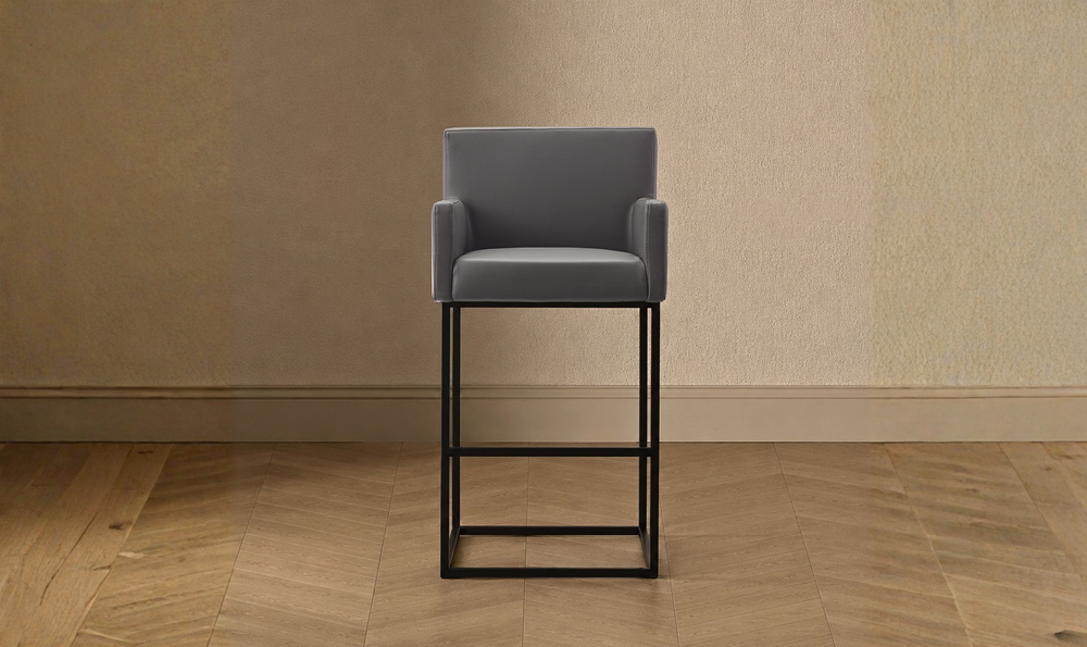Manhattan Comfort Ambassador Metal Upholstered Counter Stool-Jennifer Furniture