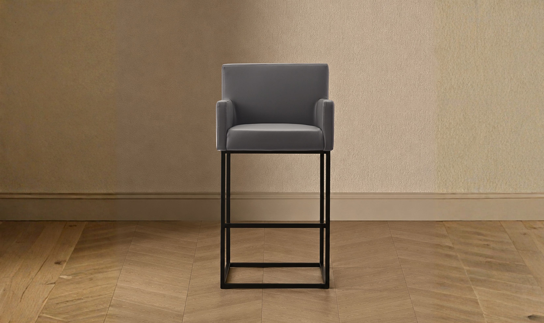 Manhattan Comfort Ambassador Metal Upholstered Counter Stool-Jennifer Furniture