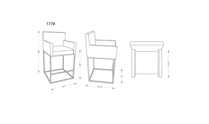 Manhattan Comfort Ambassador Metal Upholstered Counter Stool-Jennifer Furniture