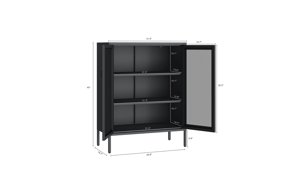 Manhattan Comfort Amelia Metal Accent Cabinet-Jennifer Furniture