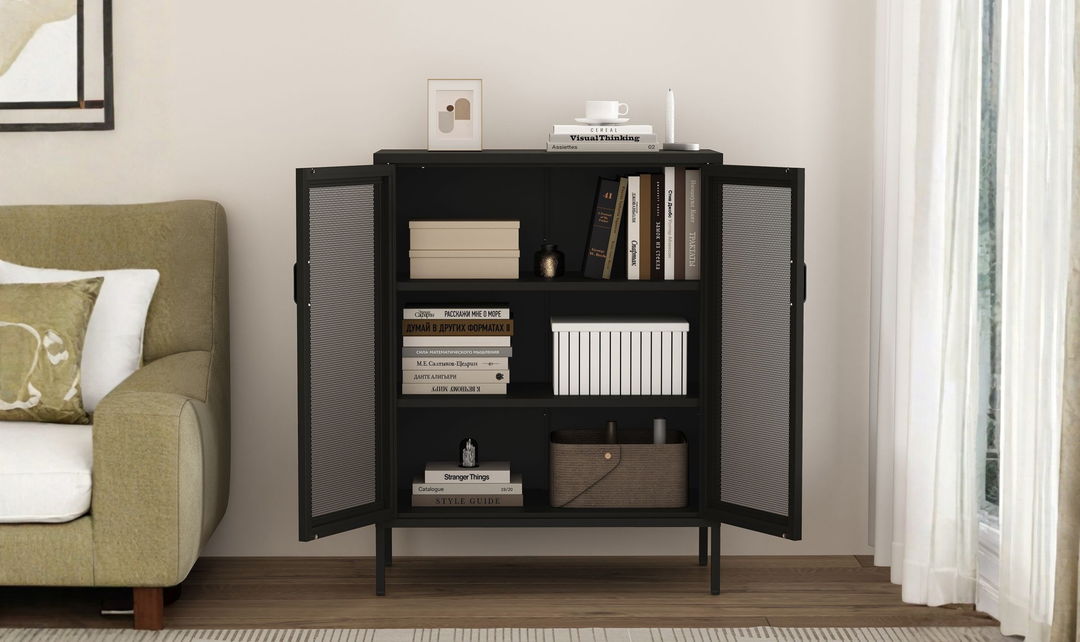 Manhattan Comfort Amelia Metal Accent Cabinet-Jennifer Furniture