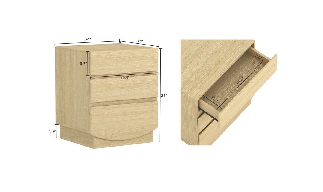 Manhattan Comfort Ardea Wooden Nightstand With Three Drawers-Jennifer Furniture