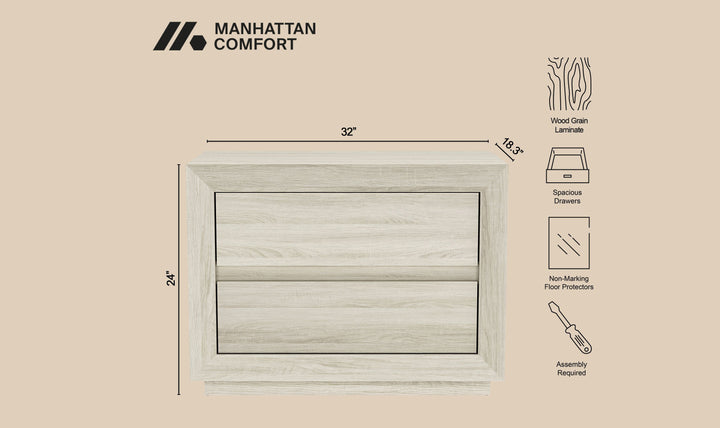 Manhattan Comfort Soren Nightstand With Two-Drawers
