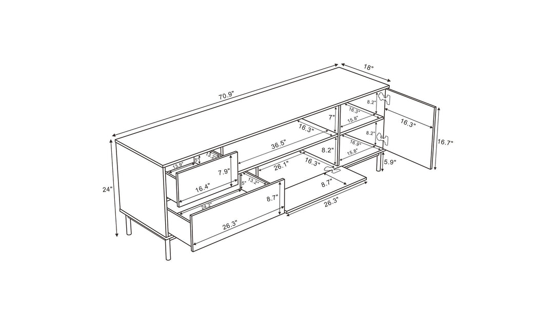 Manhattan Comfort Arvon TV Stand With Metal Legs- Jennifer Furniture