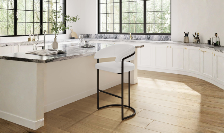 Manhattan Comfort Augusta Metal Upholstered Barstool-Jennifer Furniture