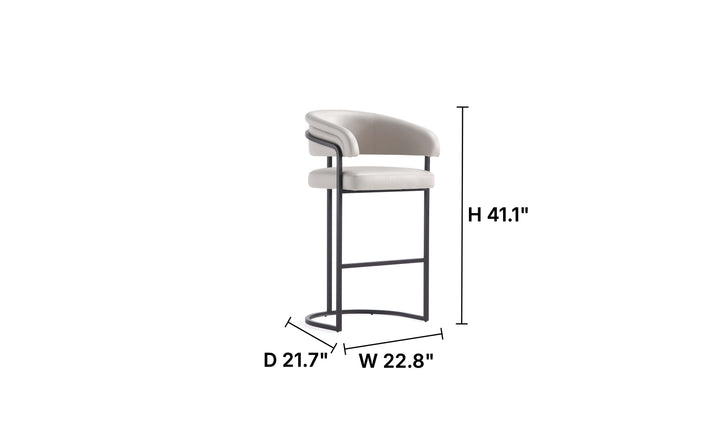 Manhattan Comfort Augusta Metal Upholstered Barstool-Jennifer Furniture