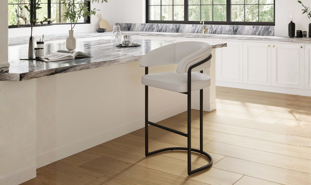 Manhattan Comfort Augusta Metal Upholstered Barstool-Jennifer Furniture