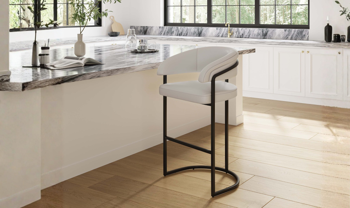 Manhattan Comfort Augusta Metal Upholstered Barstool-Jennifer Furniture