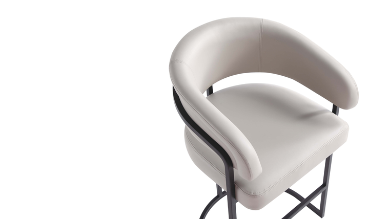Manhattan Comfort Augusta Metal Upholstered Barstool-Jennifer Furniture