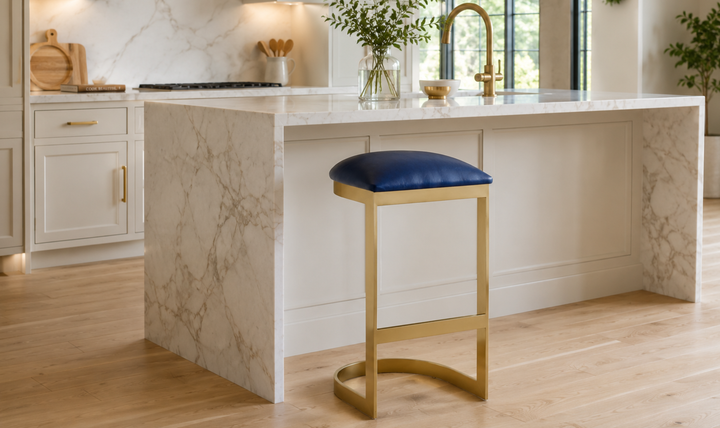 Manhattan Comfort Aura Metal Upholstered Barstool-Jennifer Furniture