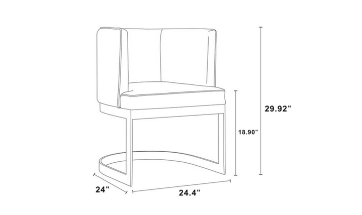 Manhattan Comfort Aura Velvet Metal Dining Chair-Jennifer Furniture