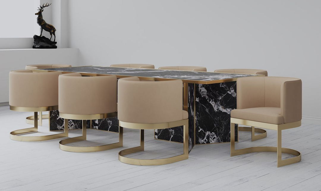 Manhattan Comfort Aura Velvet Metal Dining Chair-Jennifer Furniture