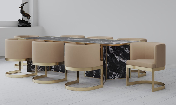 Manhattan Comfort Aura Velvet Metal Dining Chair-Jennifer Furniture