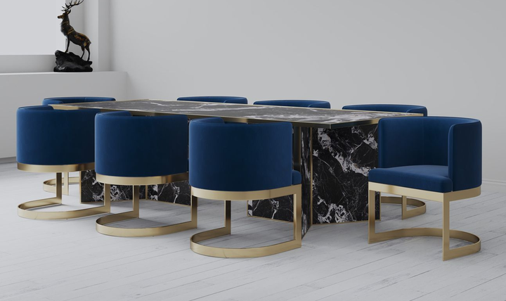 Manhattan Comfort Aura Velvet Metal Dining Chair-Jennifer Furniture