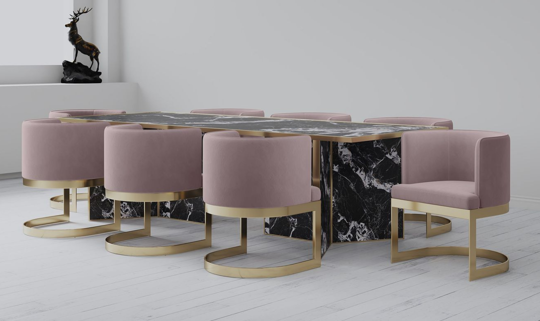 Manhattan Comfort Aura Velvet Metal Dining Chair-Jennifer Furniture