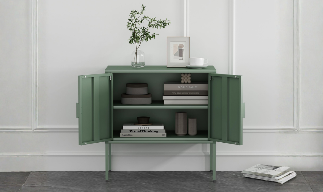 Manhattan Comfort Ava Metal Accent Cabinet With Adjustable Shelves
