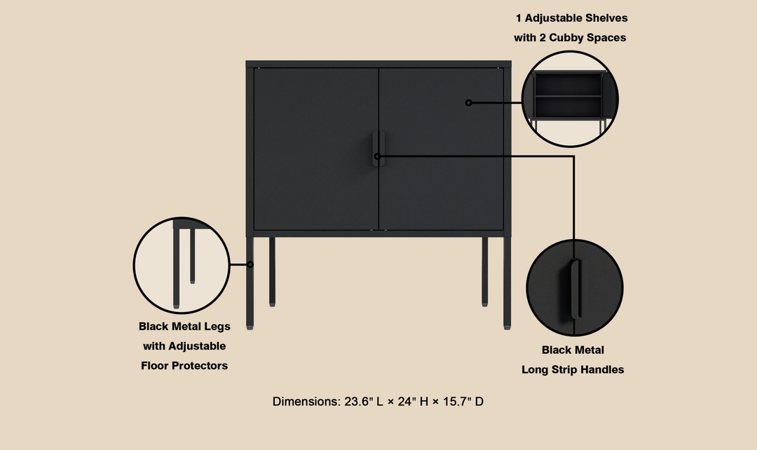 Manhattan Comfort Ava Metal Accent Cabinet With Adjustable Shelves