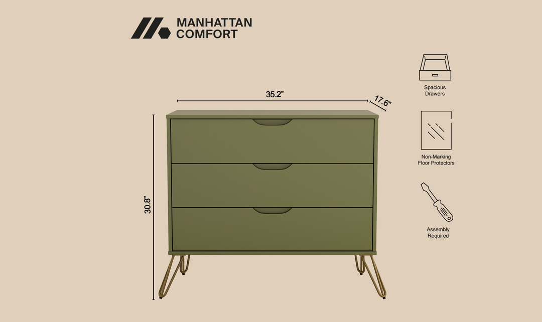 Manhattan Comfort Avira Wooden Dresser With Three-Drawer-jennifer