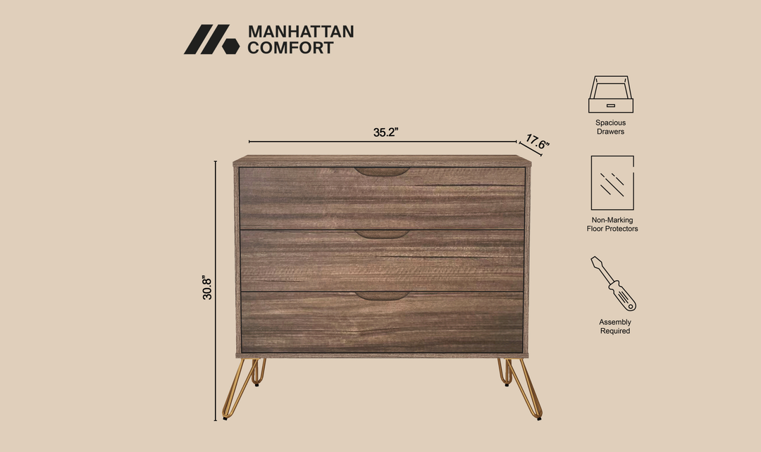 Manhattan Comfort Avira Wooden Dresser With Three-Drawer-jennifer