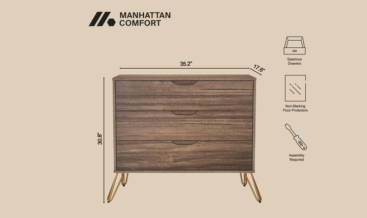 Manhattan Comfort Avira Wooden Dresser With Three-Drawer-jennifer