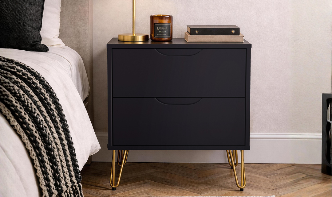 Manhattan Comfort Avira Wooden Nightstand With Two-Drawer - Jennifer Furniture